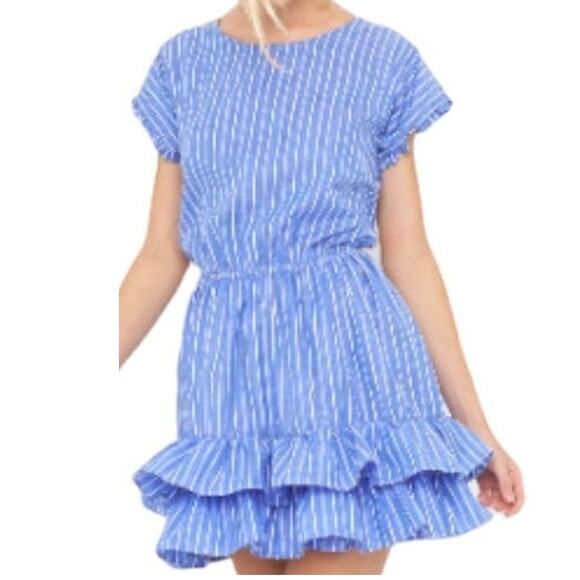 Peixoto Light Blue Ruffle Short Sleeve Mini Dress Size Small - Picture 1 of 4